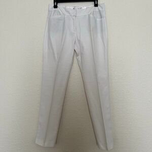 Tahari White pants straight legs cotton bland size 8